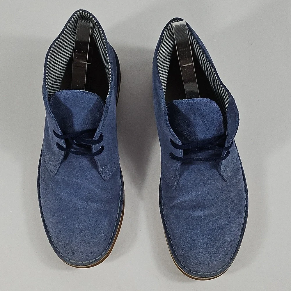 Clarks Bushacre 2 Dusty Blue Suede Leather Lace Up Desert Chukka Ankle Boot